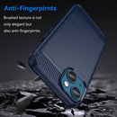 Brushed Texture Carbon Fiber TPU Phone Case For iPhone 14 Max (Blue)