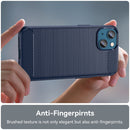 Brushed Texture Carbon Fiber TPU Phone Case For iPhone 14 Max (Blue)