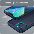 Brushed Texture Carbon Fiber TPU Phone Case For iPhone 14 Max (Blue)