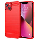 Brushed Texture Carbon Fiber TPU Phone Case For iPhone 14 Max (Red)