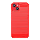 Brushed Texture Carbon Fiber TPU Phone Case For iPhone 14 Max (Red)