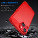Brushed Texture Carbon Fiber TPU Phone Case For iPhone 14 Max (Red)