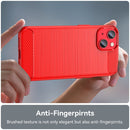 Brushed Texture Carbon Fiber TPU Phone Case For iPhone 14 Max (Red)