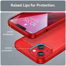 Brushed Texture Carbon Fiber TPU Phone Case For iPhone 14 Max (Red)