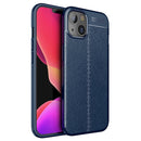 Litchi Texture TPU Phone Case For iPhone 14 (Blue)