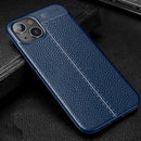 Litchi Texture TPU Phone Case For iPhone 14 (Blue)