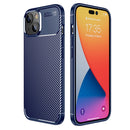 Carbon Fiber Texture TPU Phone Case For iPhone 14 Pro Max (Blue)