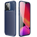 Carbon Fiber Texture TPU Phone Case For iPhone 14 Max (Blue)
