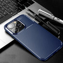 Carbon Fiber Texture TPU Phone Case For iPhone 14 Max (Blue)