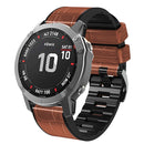 For Garmin Fenix 7/6 Pro/5 Plus 22mm Crocodile Texture Silicone Leather Watch Band(Brown)