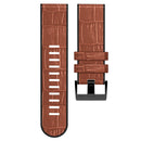 For Garmin Fenix 7/6 Pro/5 Plus 22mm Crocodile Texture Silicone Leather Watch Band(Brown)