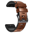 For Garmin Fenix 7/6 Pro/5 Plus 22mm Crocodile Texture Silicone Leather Watch Band(Brown)