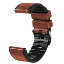 For Garmin Fenix 7/6 Pro/5 Plus 22mm Crocodile Texture Silicone Leather Watch Band(Brown)