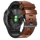 For Garmin Fenix 7/6 Pro/5 Plus 22mm Crocodile Texture Silicone Leather Watch Band(Brown)