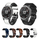 For Garmin Fenix 7/6 Pro/5 Plus 22mm Crocodile Texture Silicone Leather Watch Band(Brown)