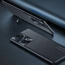 For OPPO Reno8 Pro Folding Holder Plain Leather Phone Case(Black)