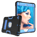 For iPad mini 3/2/1 Silicone + PC Protective Case with Stand(Black + Blue)