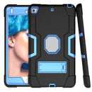 For iPad mini 3/2/1 Silicone + PC Protective Case with Stand(Black + Blue)