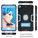 For iPad mini 3/2/1 Silicone + PC Protective Case with Stand(Black + Blue)