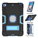 For iPad mini 3/2/1 Silicone + PC Protective Case with Stand(Black + Blue)