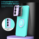 For Samsung Galaxy S22+ 5G Eagle Eye Ring Holder Phone Case(Light Green + Purple)