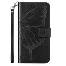 Embossed Butterfly Leather Phone Case For iPhone 14 Pro Max (Black)