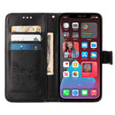 Embossed Butterfly Leather Phone Case For iPhone 14 Pro Max (Black)