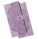 For OPPO Reno6 5G Mandala Embossed Flip Leather Phone Case(Purple)