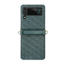 For Samsung Galaxy Z Flip3 5G Embossed Chain Folding Phone Case(Dark Green)