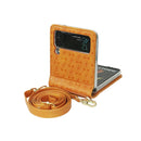 For Samsung Galaxy Z Flip3 5G Embossed Chain Folding Phone Case(Orange)