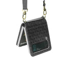 For Samsung Galaxy Z Flip3 5G Embossed Chain Folding Phone Case(Black)