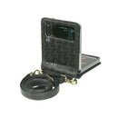 For Samsung Galaxy Z Flip3 5G Embossed Chain Folding Phone Case(Black)