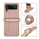 For Samsung Galaxy Z Flip3 5G Embossed Chain Folding Phone Case(Rose Gold)