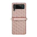 For Samsung Galaxy Z Flip3 5G Embossed Chain Folding Phone Case(Rose Gold)