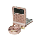 For Samsung Galaxy Z Flip3 5G Embossed Chain Folding Phone Case(Rose Gold)
