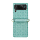 For Samsung Galaxy Z Flip3 5G Embossed Chain Folding Phone Case(Lake Green)