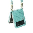 For Samsung Galaxy Z Flip3 5G Embossed Chain Folding Phone Case(Lake Green)
