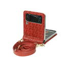 For Samsung Galaxy Z Flip3 5G Embossed Chain Folding Phone Case(Red)