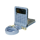 For Samsung Galaxy Z Flip3 5G Embossed Chain Folding Phone Case(Sky Blue)