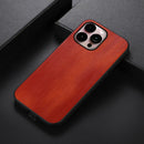 Yellow Cow Texture PU Phone Case For iPhone 14 Pro Max (Brown)