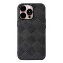 Weave Plaid PU Phone Case For iPhone 14 Pro Max (Black)
