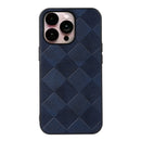 Weave Plaid PU Phone Case For iPhone 14 Pro Max (Blue)