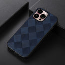 Weave Plaid PU Phone Case For iPhone 14 Pro Max (Blue)