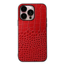 Crocodile Top Layer Cowhide Leather Case For iPhone 14 Pro Max (Red)