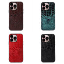 Crocodile Top Layer Cowhide Leather Case For iPhone 14 Pro Max (Red)
