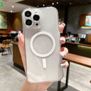 MagSafe Magnetic Transparent PC + Glass Lens Film Phone Case For iPhone 13 Pro(Silver)