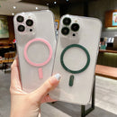 MagSafe Magnetic Transparent PC + Glass Lens Film Phone Case For iPhone 13 Pro(Silver)
