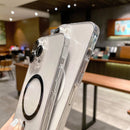 MagSafe Magnetic Transparent PC + Glass Lens Film Phone Case For iPhone 13 Pro(Silver)