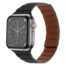 Strong Magnetic Leather Watch Band For Apple Watch Series 8&7 45mm / SE 2&6&SE&5&4 44mm / 3&2&1 42mm(Black)
