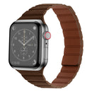 Strong Magnetic Leather Watch Band For Apple Watch Series 8&7 45mm / SE 2&6&SE&5&4 44mm / 3&2&1 42mm(Brown)